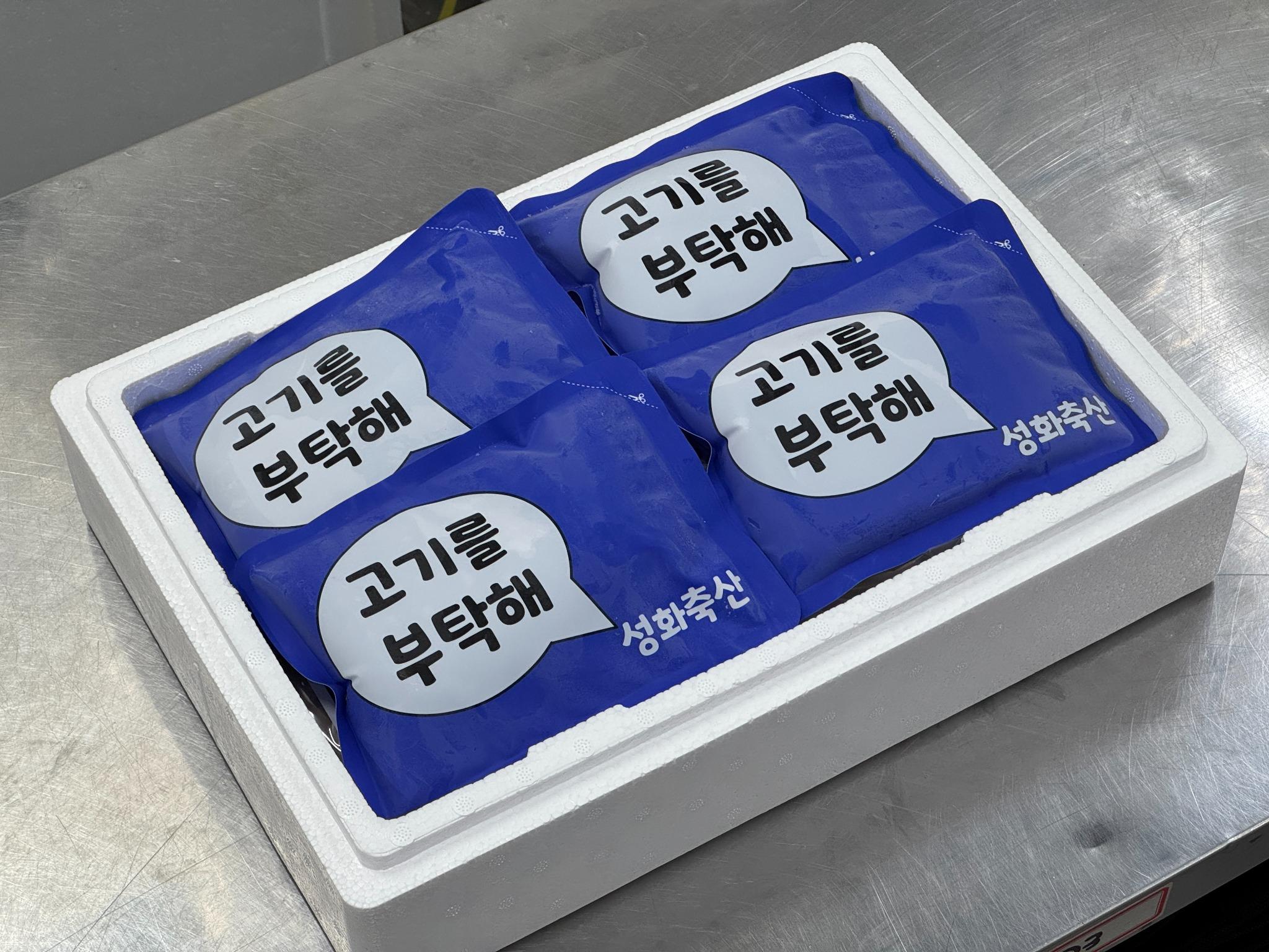 아이스박스 안에 아이스팩을 채운 모습